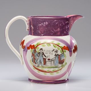 Sunderland Pink Luster Pitcher with Mason's Arms