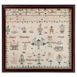 Pennsylvania Sampler by Mary Thanley, Dated 1829