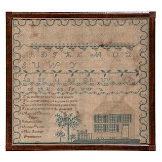 Franklin County, Ohio Sampler by Mary McElvain, Dated 1832