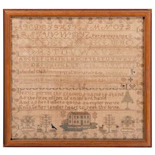 Connecticut Sampler by Jennett F. Smith, Dated 1835
