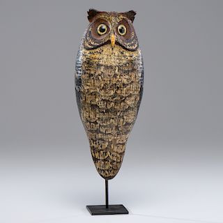 Folk Art Carved Owl Decoy by Russ Allen