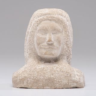 Sandstone Bust by Ernest "Popeye" Reed (American, 1919-1985)
