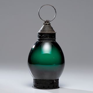 Early Candle Lamp With Rare Emerald Globe