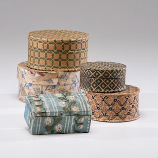 Fine Wallpaper Covered Lidded Boxes