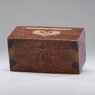 Polychrome Painted Box with Hearts