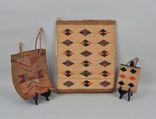 Three Native American Nez Perce Cornhusk Bags