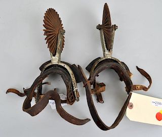 Pair Brass & Steel Mexican Spurs, Spur Supports
