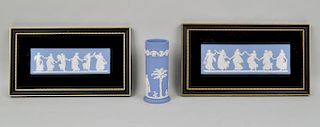 Wedgewood Porcelain Group, Two Plaques & Vase