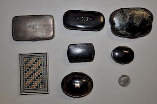 Group Six Snuff Boxes, Cases