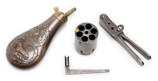 Remington Cylinder, Mold, Wrench & Dog Flask 
