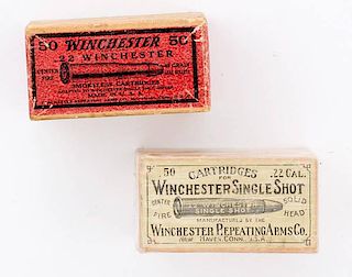 Two boxes of Winchester .22 Caliber Single-Shot Cartridges 