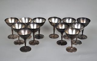 Set Twelve Tiffany Sterling Stemmed Cocktail Cups