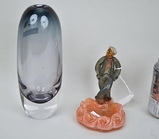 Murano Glass Figural Dish & Orrefors Vase