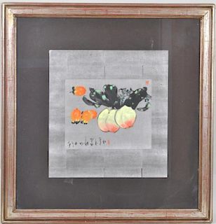 Framed & Signed Asian Artwork "Peach"