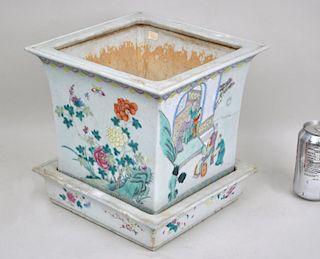 Chinese Famille Rose Jardiniere/Underplate