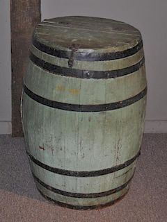 Chinese Green Painted Barrel