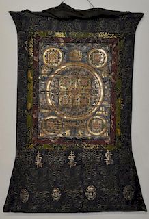 Small Intricately Painted Tibetan Thangka