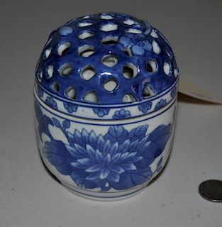 Chinese B/W Lotus Decorated Porcelain Censer
