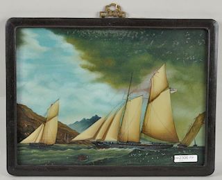 Chinese Reverse Painting on Glass Trading Vessels