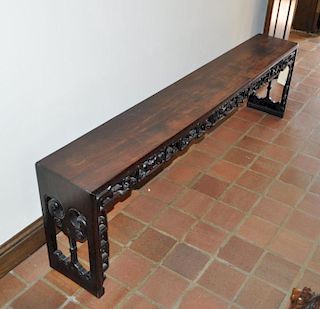 Carved Chinese Long Bench