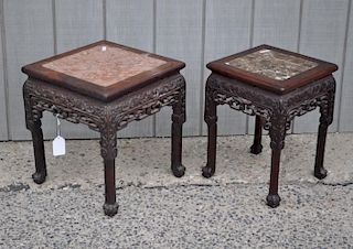 Two Chinese Carved M/T Low Stands
