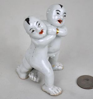 Chinese Porcelain Group, Wrestling Boys