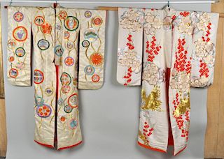 Two Japanese Embroidered Wedding Kimonos