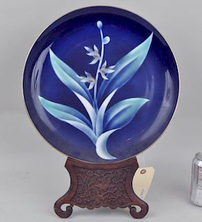 Japanese Blue/White Floral Charger 20th C.