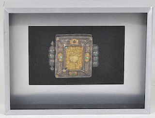 Tibetan or Nepalese Gilt Metal Prayer Box