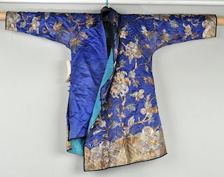 Chinese Metallic Embroidered Silk Child's Robe