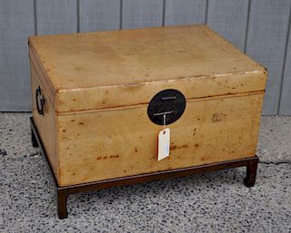 Chinese Leather Trunk/Stand