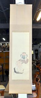 Japanese Scroll, Two Men with Fish