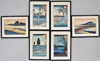 Group of Six Japanese W/B Prints by Hokusai
