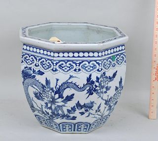 Chinese Porcelain B/W Octagonal Dragon Jardiniere