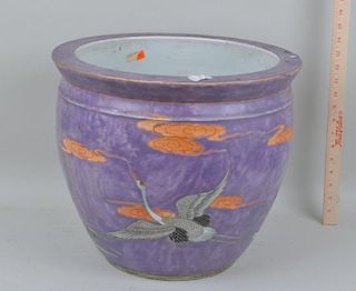 Chinese Porcelain "Flying Cranes" Jardiniere