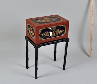 Chinese Red Lacquer Box/Stand