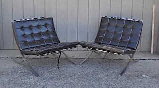 Pair Chrome Barcelona Chairs