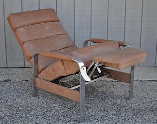 Modern Chrome & Upholstered Recliner Chair