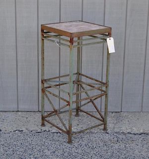 Industrial/Brutalist Marble Top Iron Stand