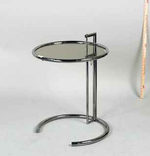 Mid Century Modern Adjustable Chrome/Glass Table