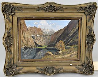 O/B American Primitive Canyon View, Signed "AB"