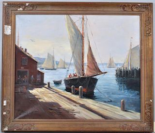 Arthur Edwin Bracy, O/C "Gloucester Fish Wharf"