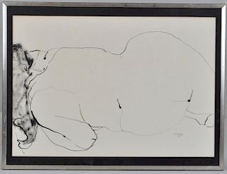 B. Berger, Ink Drawing Female Nude