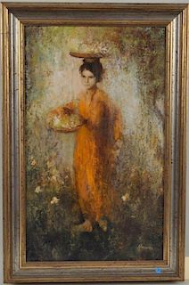 Hoskins, Young Girl with Flowers O/B