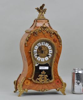 Italian Brass Marquetry Inlaid Mantle Clock