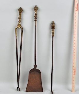 Pair Brass Fire Tools and Similar Tool