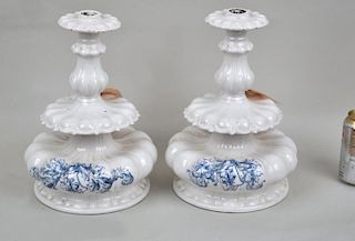 Pair Delft Baroque Style Candlesticks