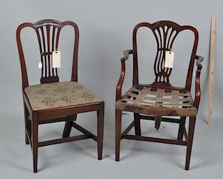George III Carved Mahogany Arm Chair/Similar Side