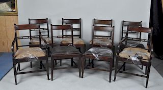 Set Eight Sheraton Mahogany Dining Chairs