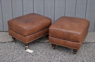 Pair Upholstered Regency Style Stools